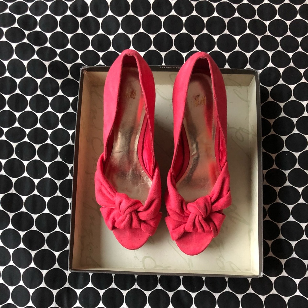Pink Suede Wedges